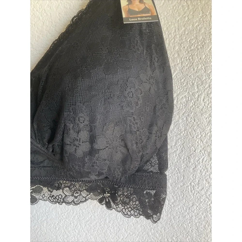 NWT No Boundaries Contour Lace Wirefree w/Removable‎ Pads Bralettes Black 3XL